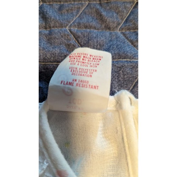 Vintage Sz 2T Girls Polyester Fleece Pajama Set Ivory Purple Floral Bow USA Made - Picture 7 of 10